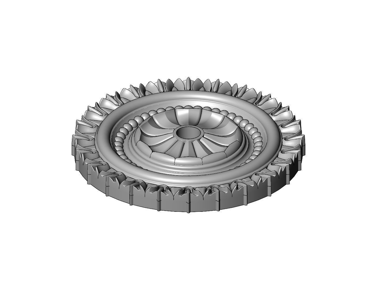 Carved facetes pattern ceiling medallion rosette relief 3D print model_2