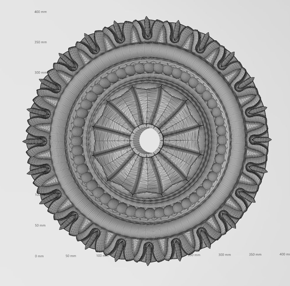 Carved facetes pattern ceiling medallion rosette relief 3D print model_16