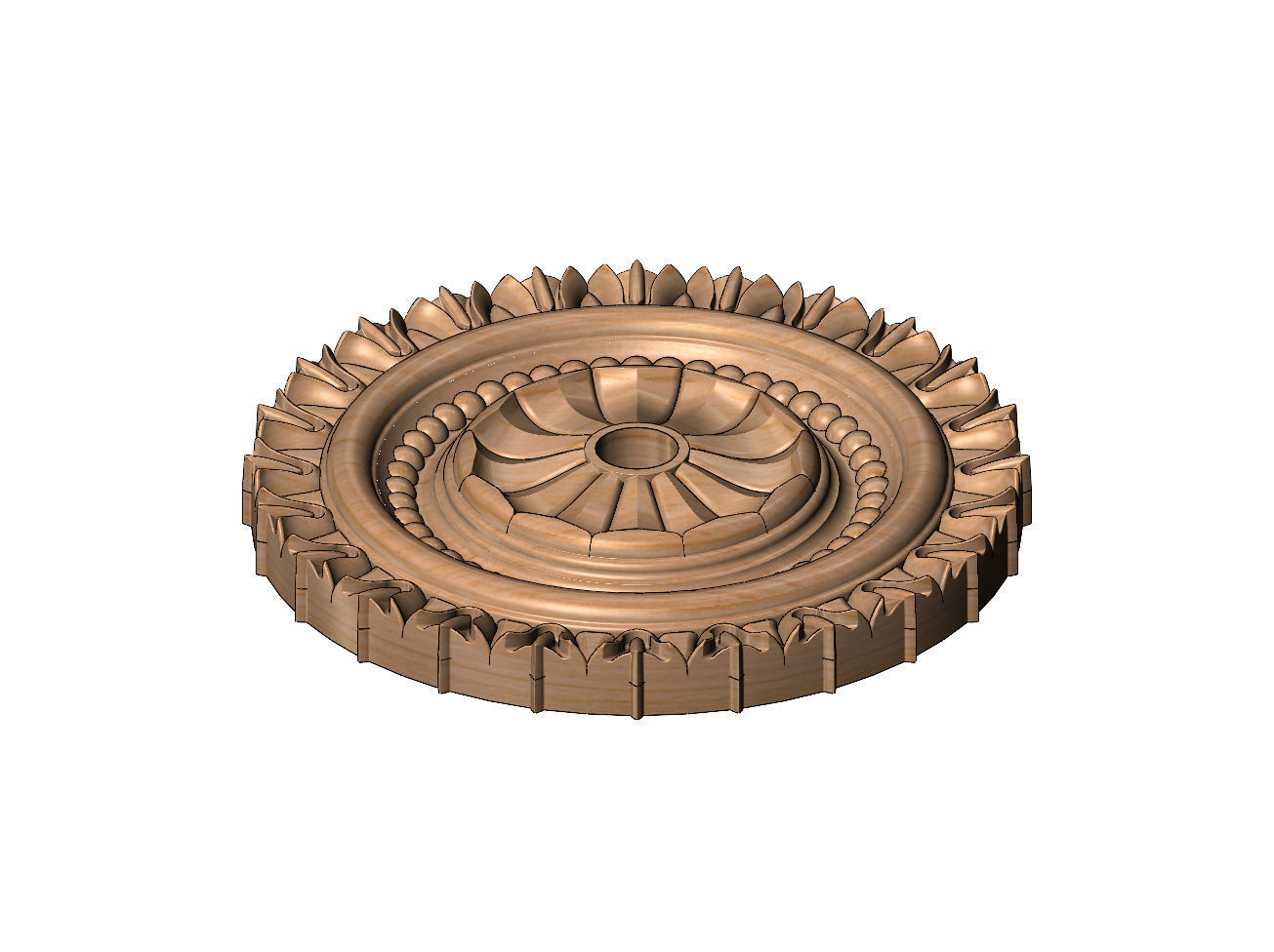 Carved facetes pattern ceiling medallion rosette relief 3D print model_11