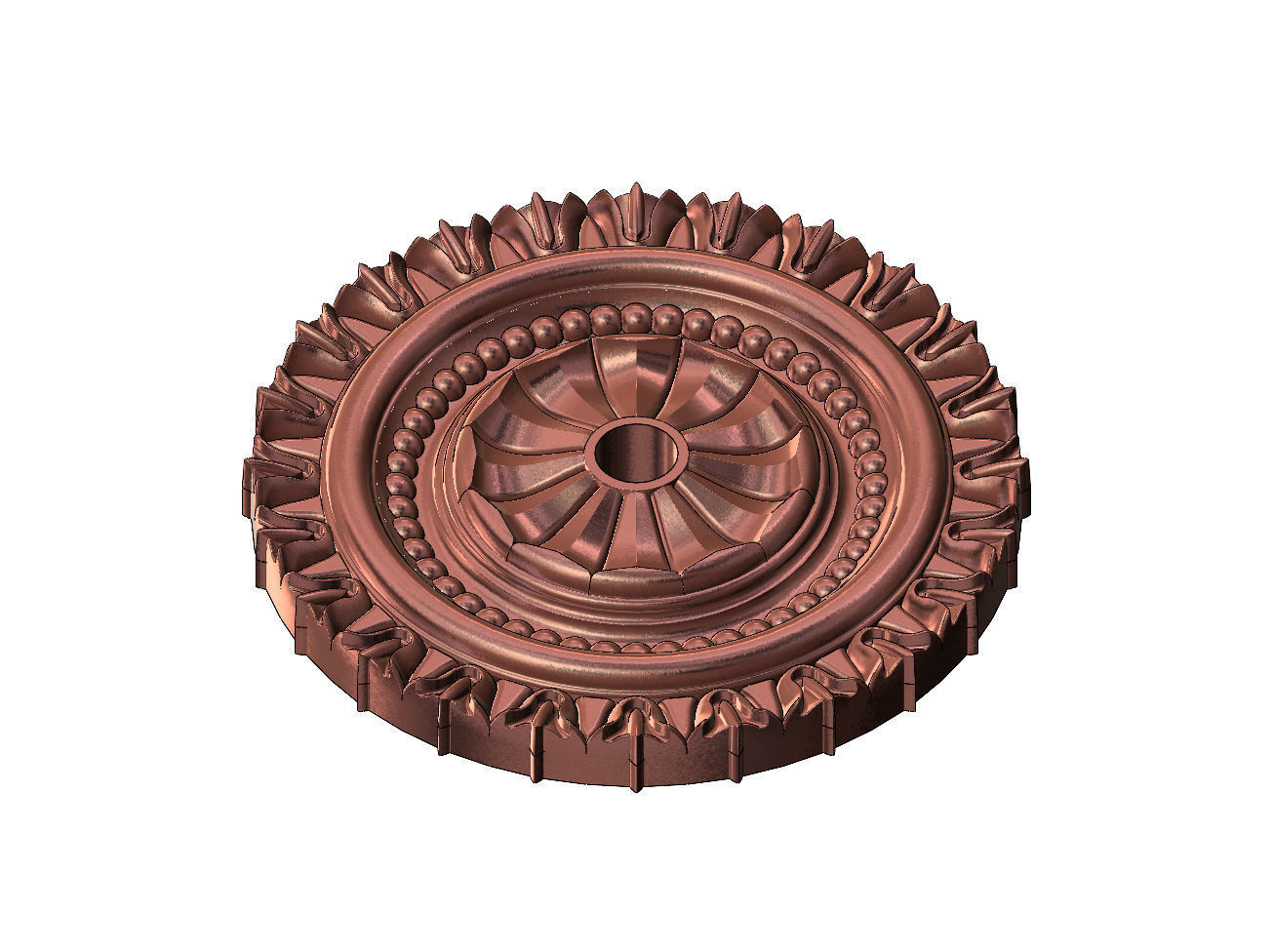 Carved facetes pattern ceiling medallion rosette relief 3D print model_13