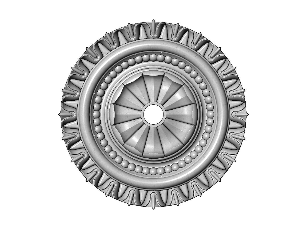 Carved facetes pattern ceiling medallion rosette relief 3D print model_8