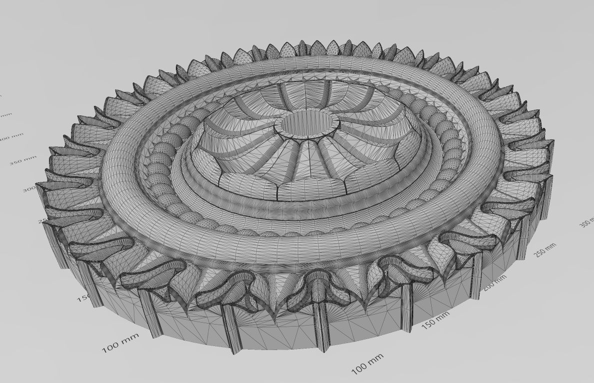 Carved facetes pattern ceiling medallion rosette relief 3D print model_17