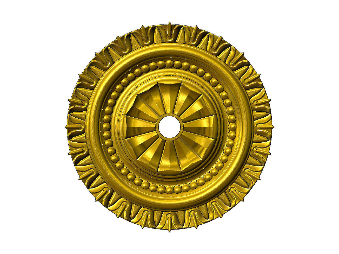 Carved facetes pattern ceiling medallion rosette relief 3D print model_14