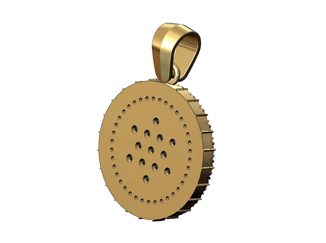 Iced leaf pattern carving diamond pendant with bail 3D print model_4