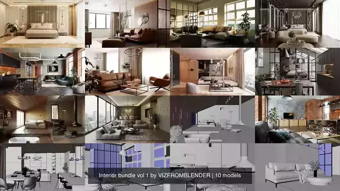 Interior bundle vol 1 by VIZFROMBLENDER 3D Model Collection