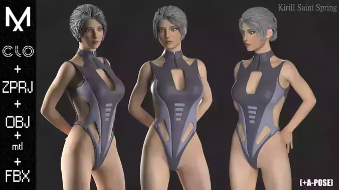New Outfit Female Marvelous designer Clo3d OBJ mtl FBX ZPRJ