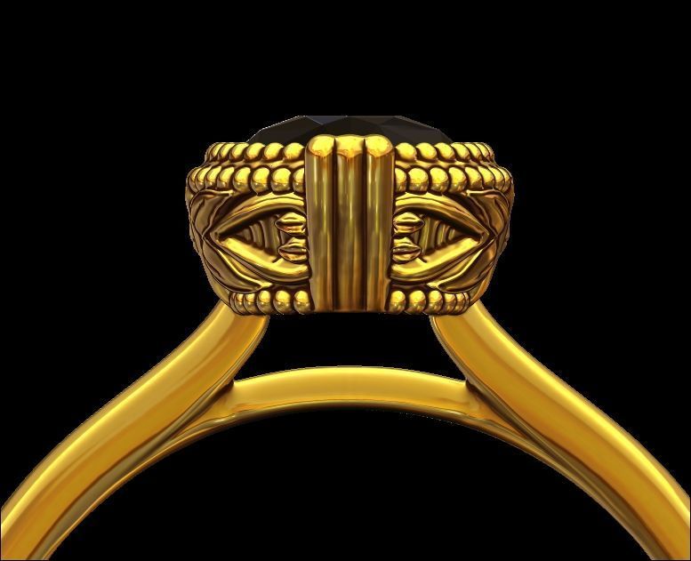 Pear Solitaire Engagement Ring 3D print model_2