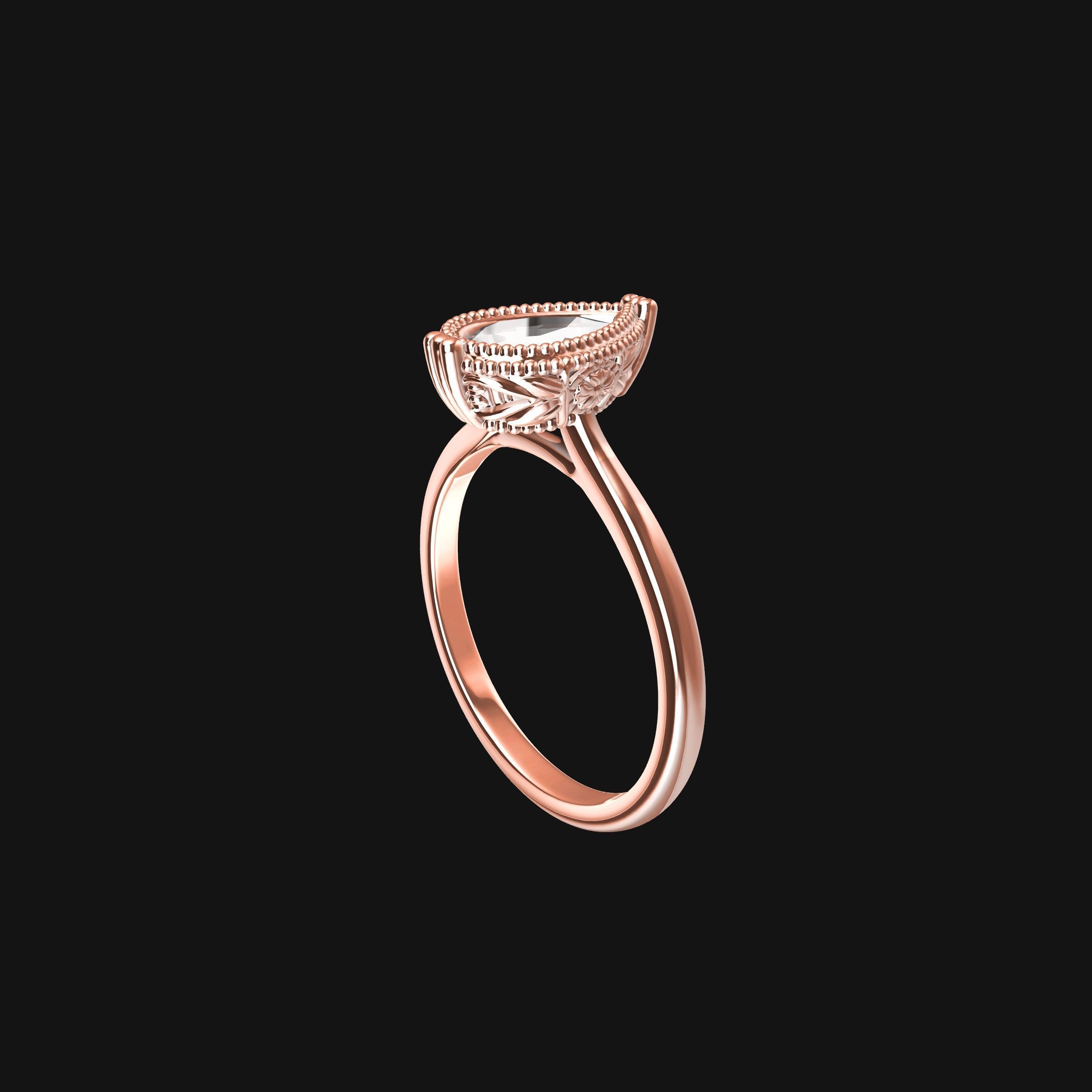 Pear Solitaire Engagement Ring 3D print model_16