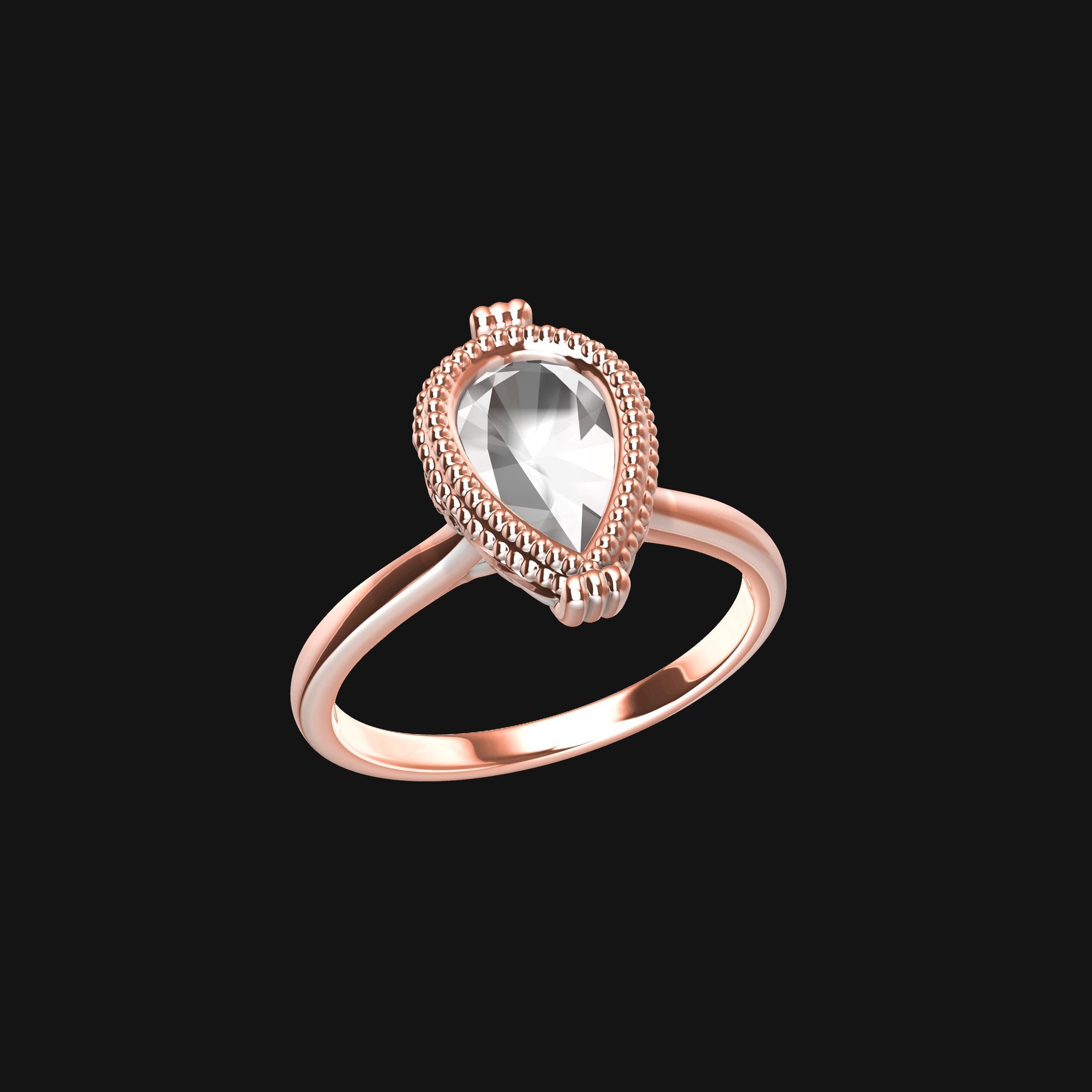 Pear Solitaire Engagement Ring 3D print model_17