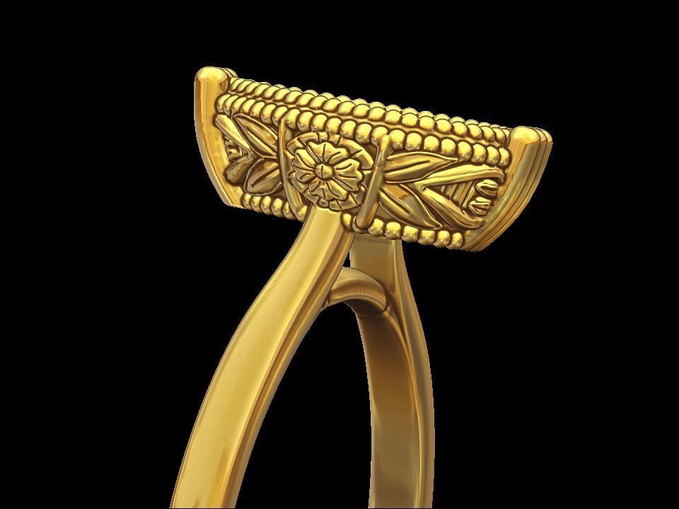 Pear Solitaire Engagement Ring 3D print model_3