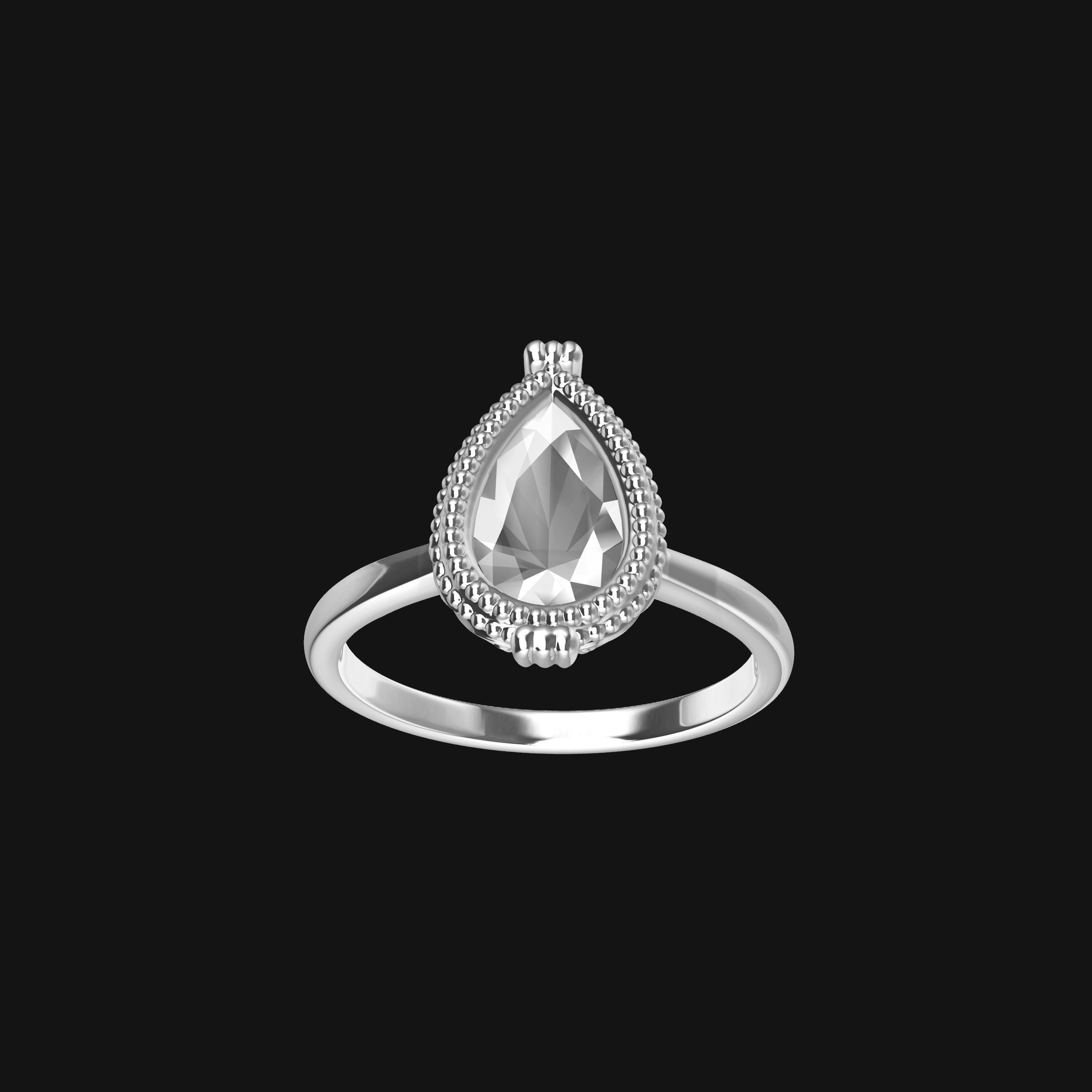 Pear Solitaire Engagement Ring 3D print model_21