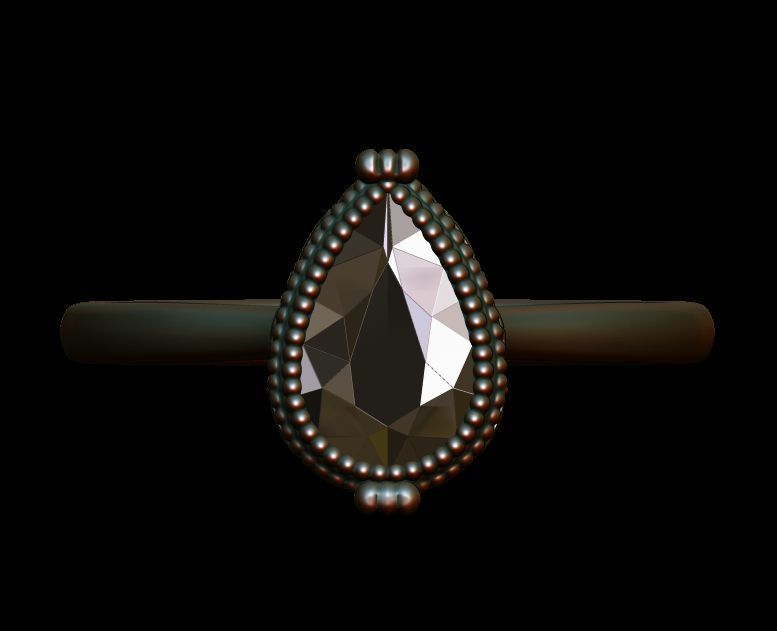 Pear Solitaire Engagement Ring 3D print model_28