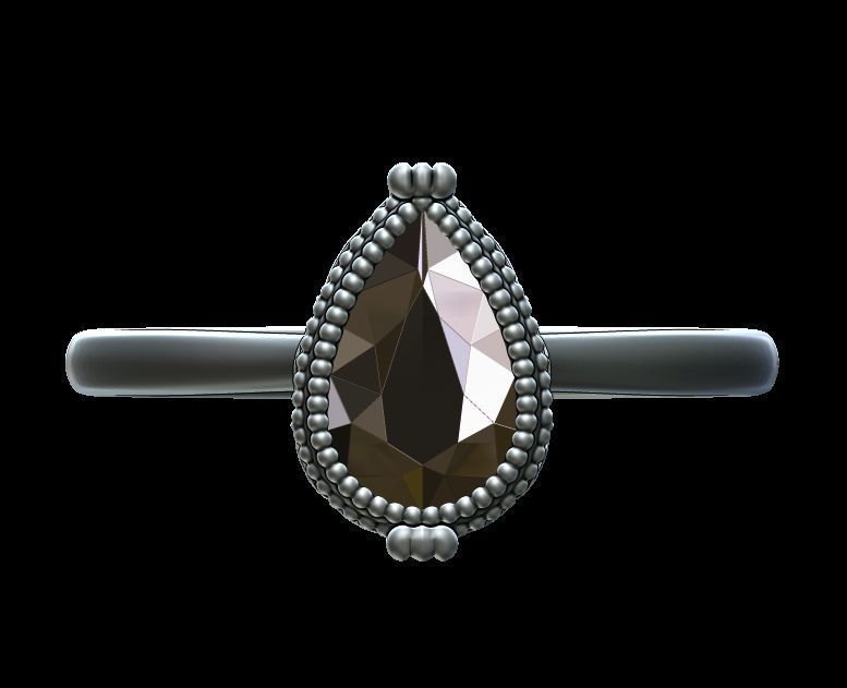 Pear Solitaire Engagement Ring 3D print model_32