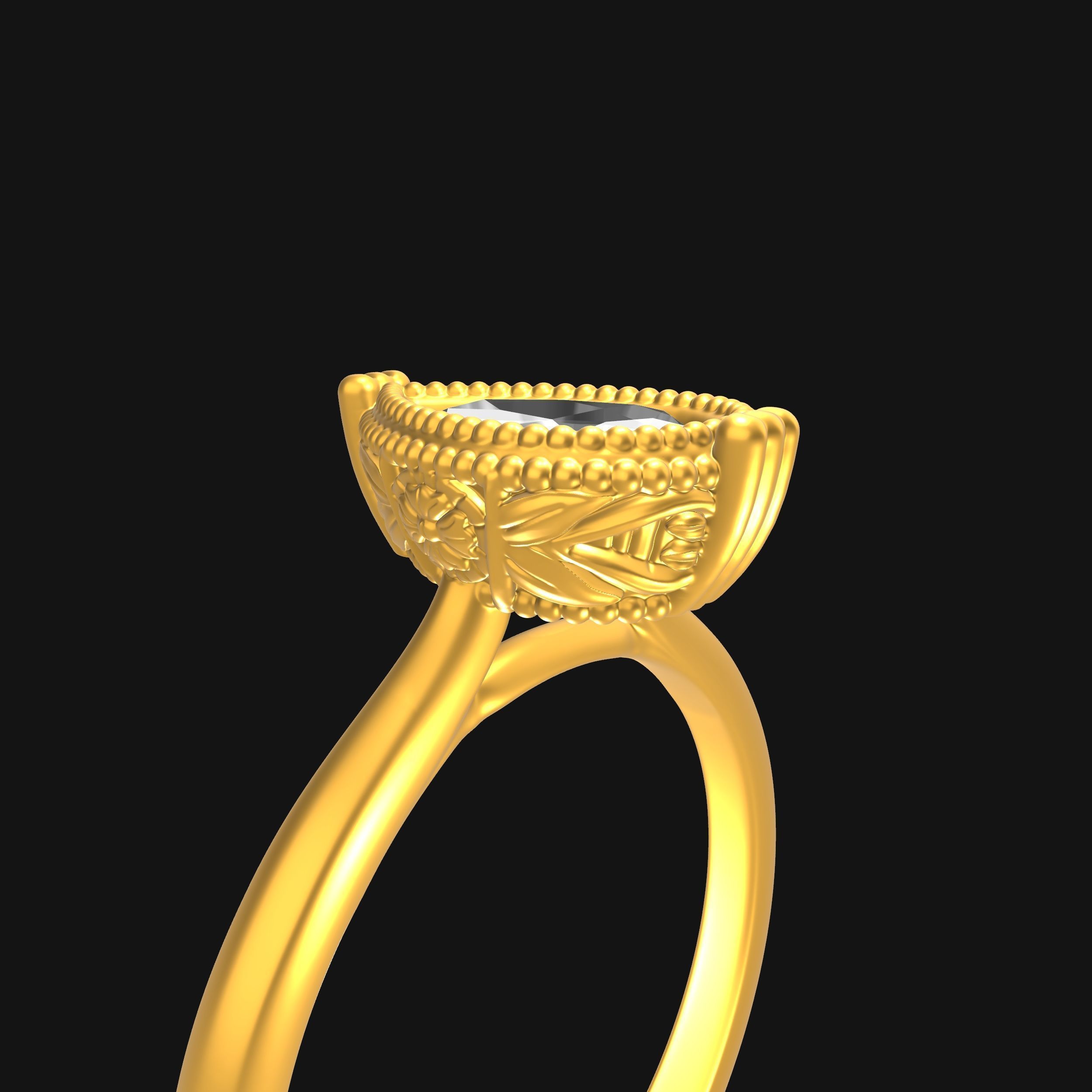 Pear Solitaire Engagement Ring 3D print model_9