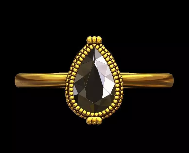 Pear Solitaire Engagement Ring 3D print model_0