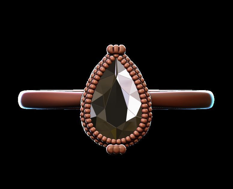 Pear Solitaire Engagement Ring 3D print model_30