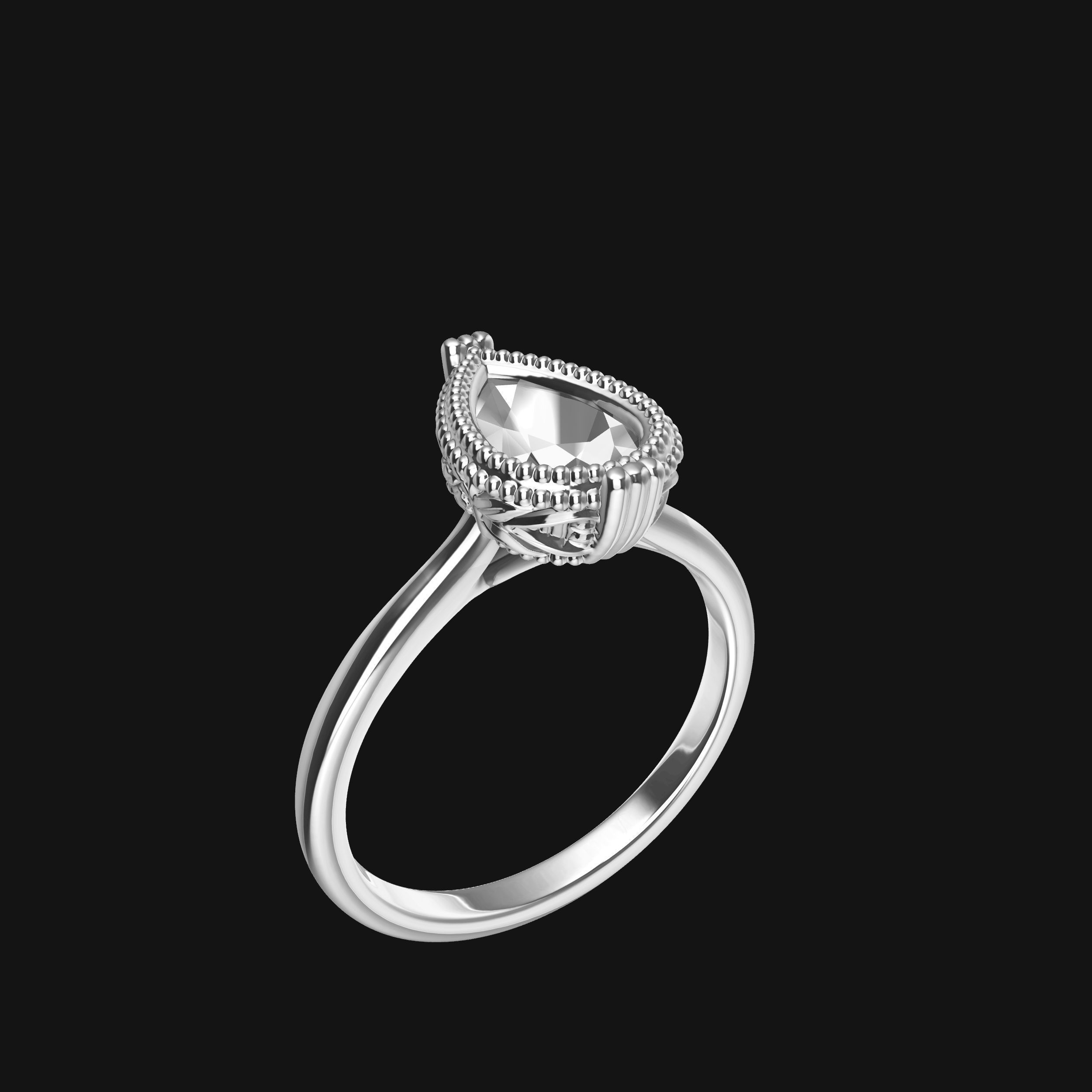 Pear Solitaire Engagement Ring 3D print model_20