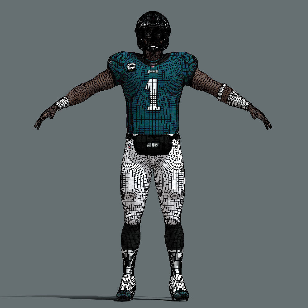 T-Pose Rigged Jalen Hurts Philadelphia Eagles NFL 3D model_6