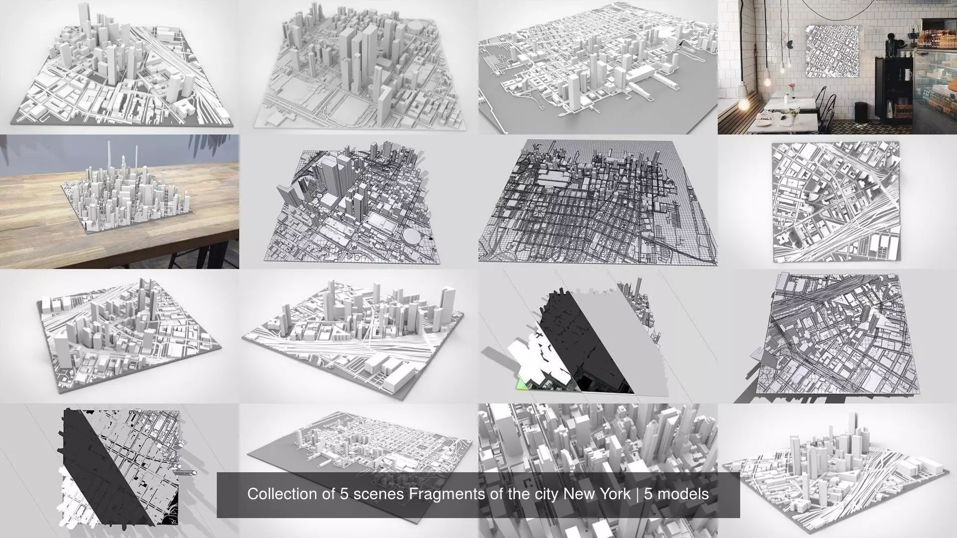 Collection of 5 scenes Fragments of the city New York _0