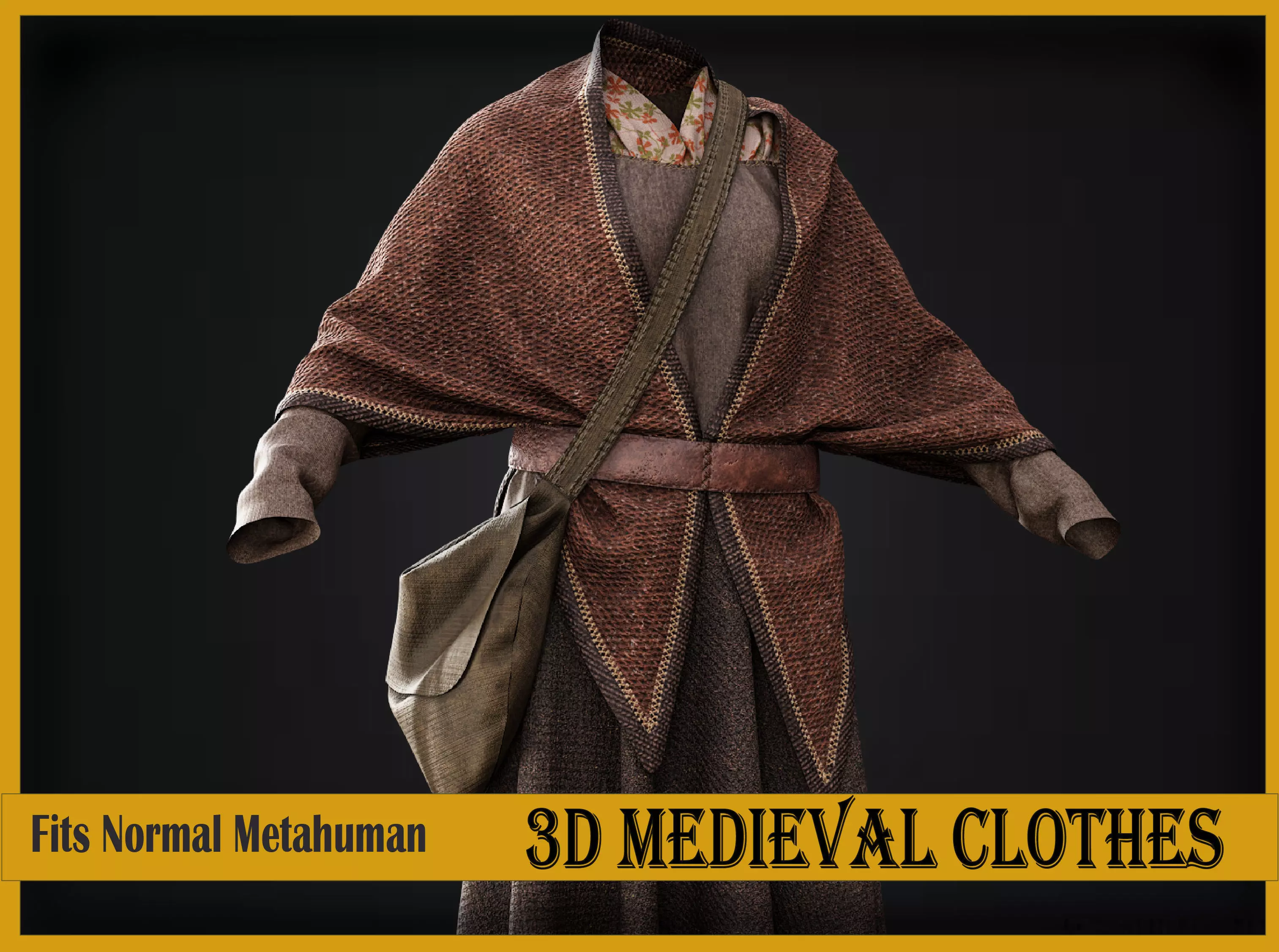 3D medieval female dress 3D model_0