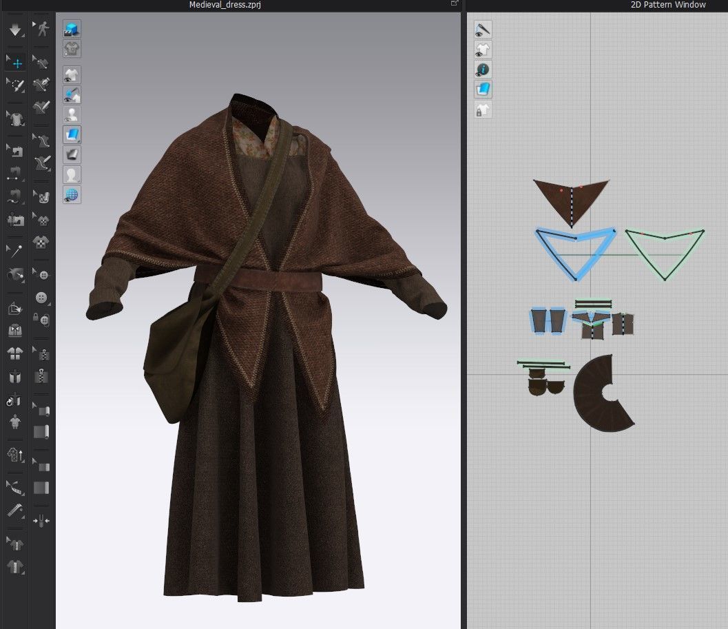 3D medieval female dress 3D model_5