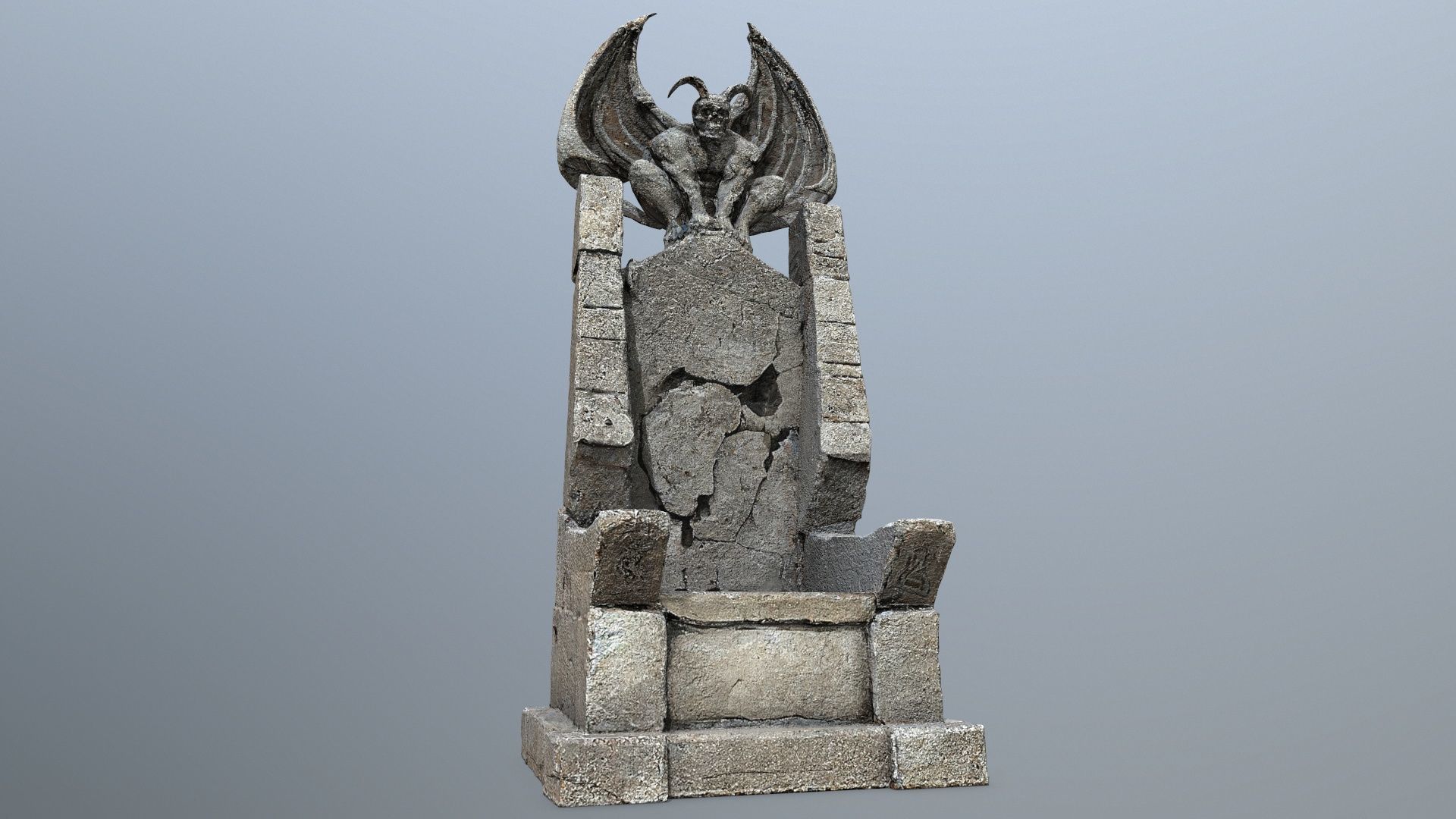 Devil Stone Throne Low-poly 3D model_2