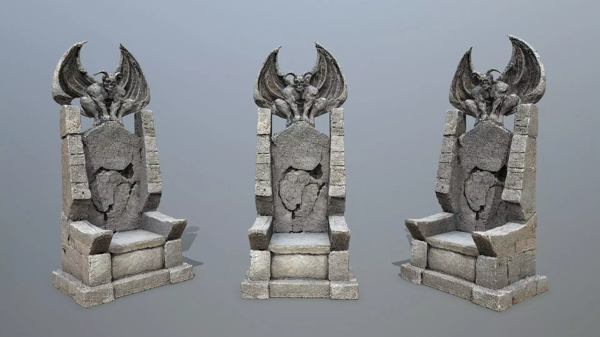 Devil Stone Throne Low-poly 3D model_0