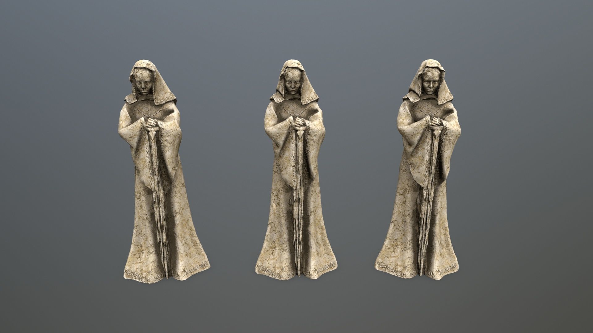woman statue Low-poly 3D model_8