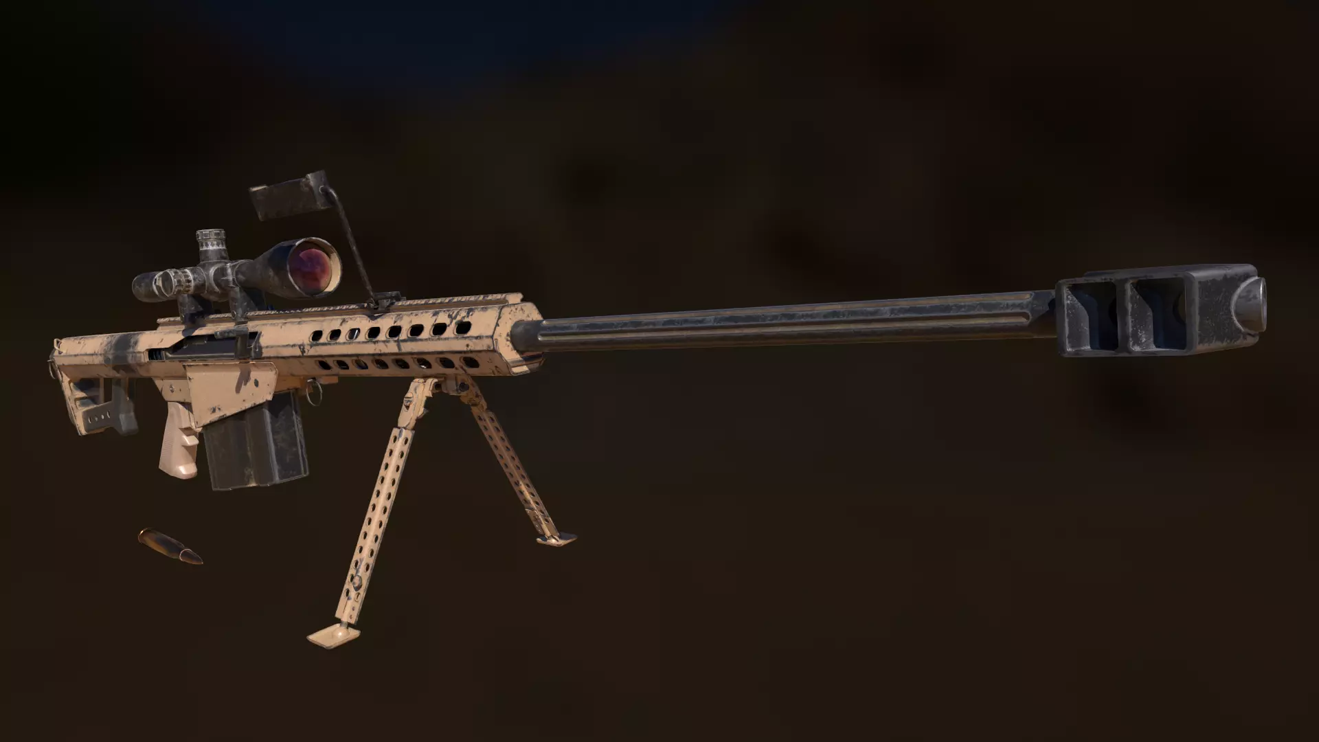 Barret M107 Desert damaged or clean 3D model