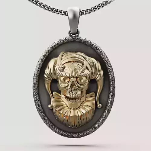 Skull joker pendant silver gold printable jewelry 3D model 3D print model