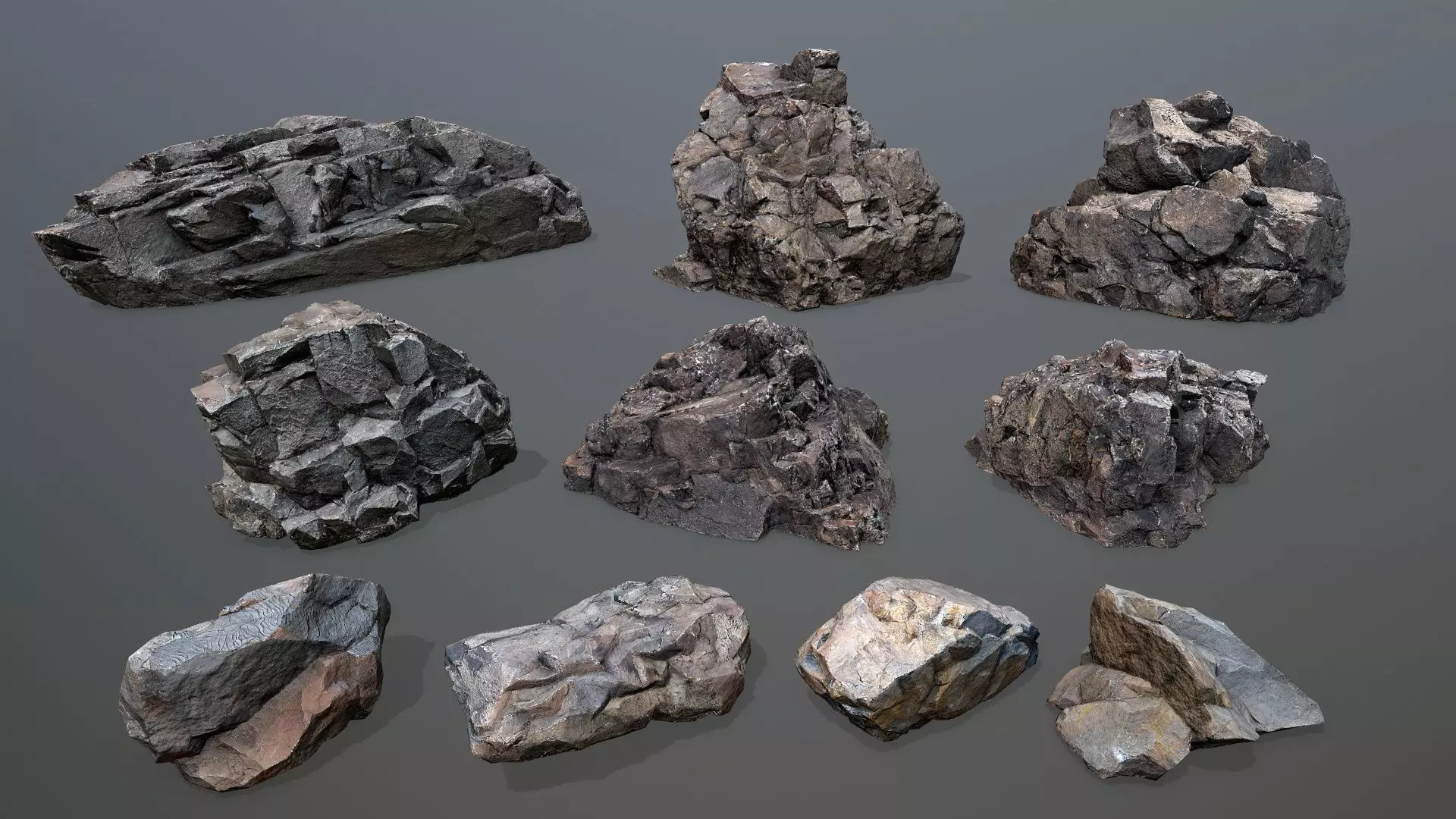 volcanic rocks Low-poly 3D model_0