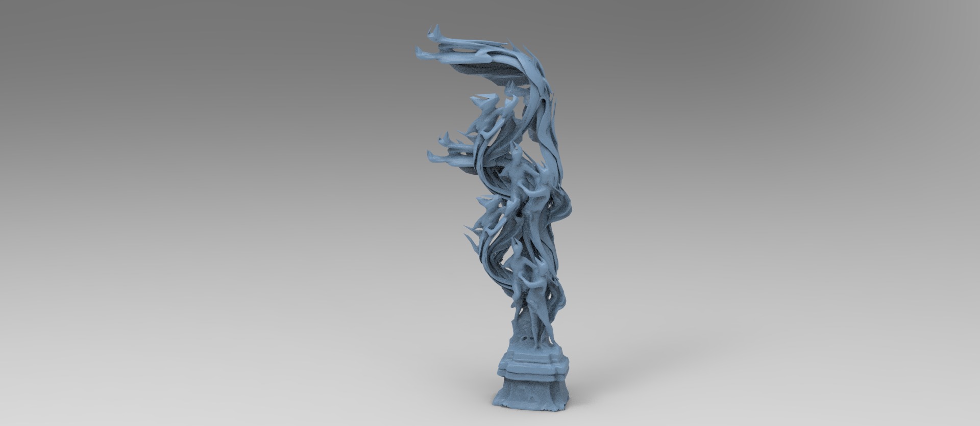 Dantes Inferno Fire dance pillars collection Low-poly 3D model_4