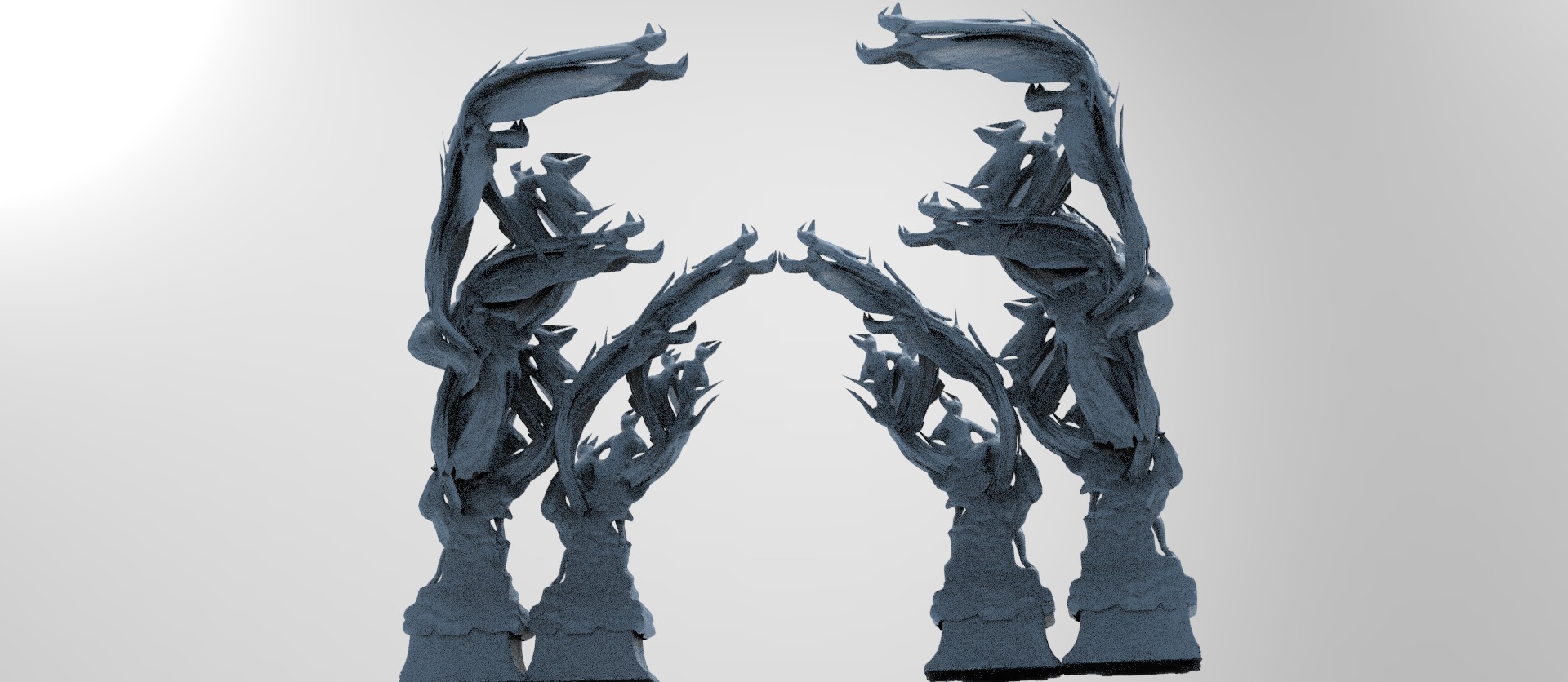 Dantes Inferno Fire dance pillars collection Low-poly 3D model_6