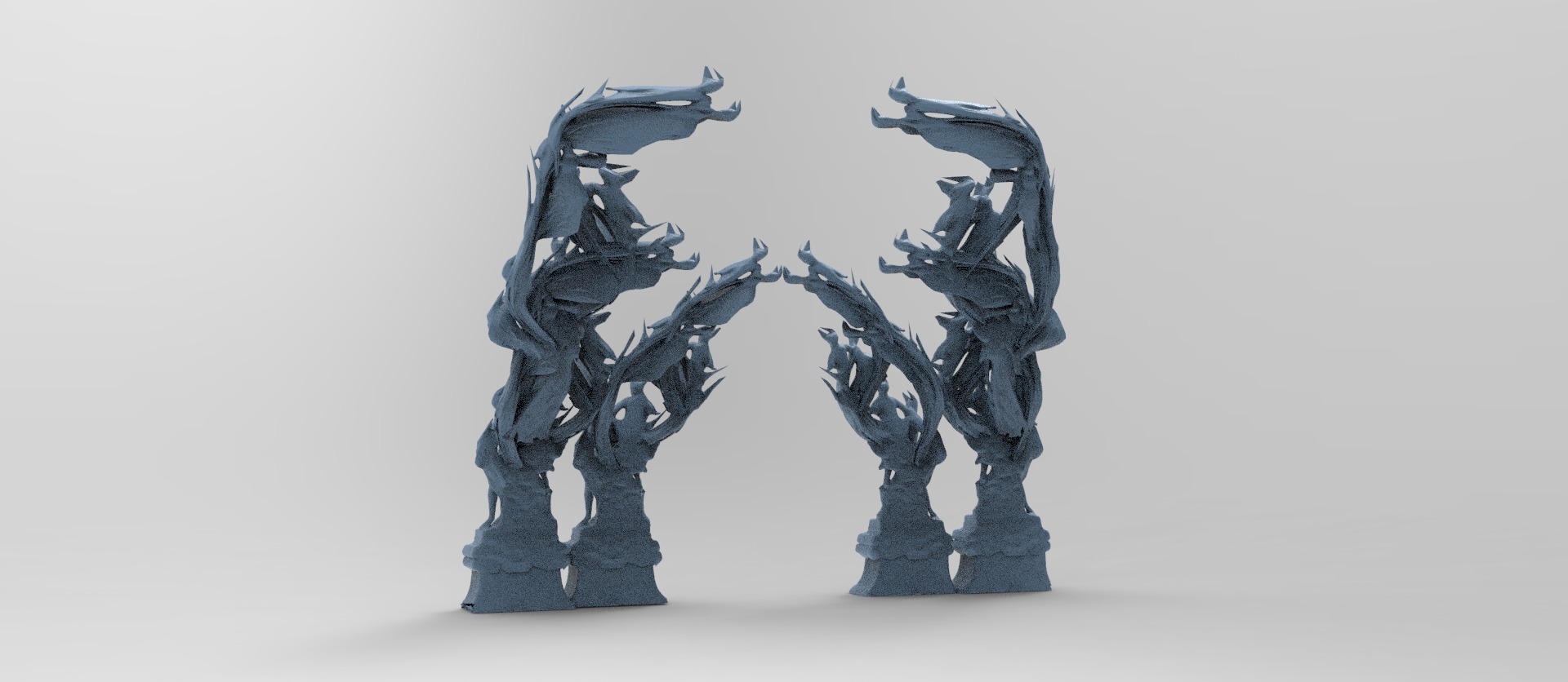 Dantes Inferno Fire dance pillars collection Low-poly 3D model_3