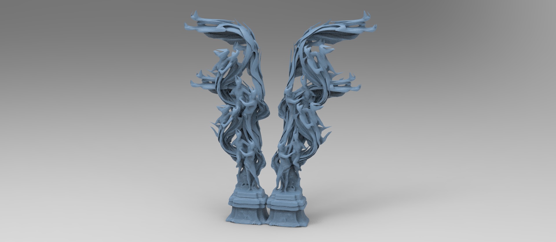 Dantes Inferno Fire dance pillars collection Low-poly 3D model_10