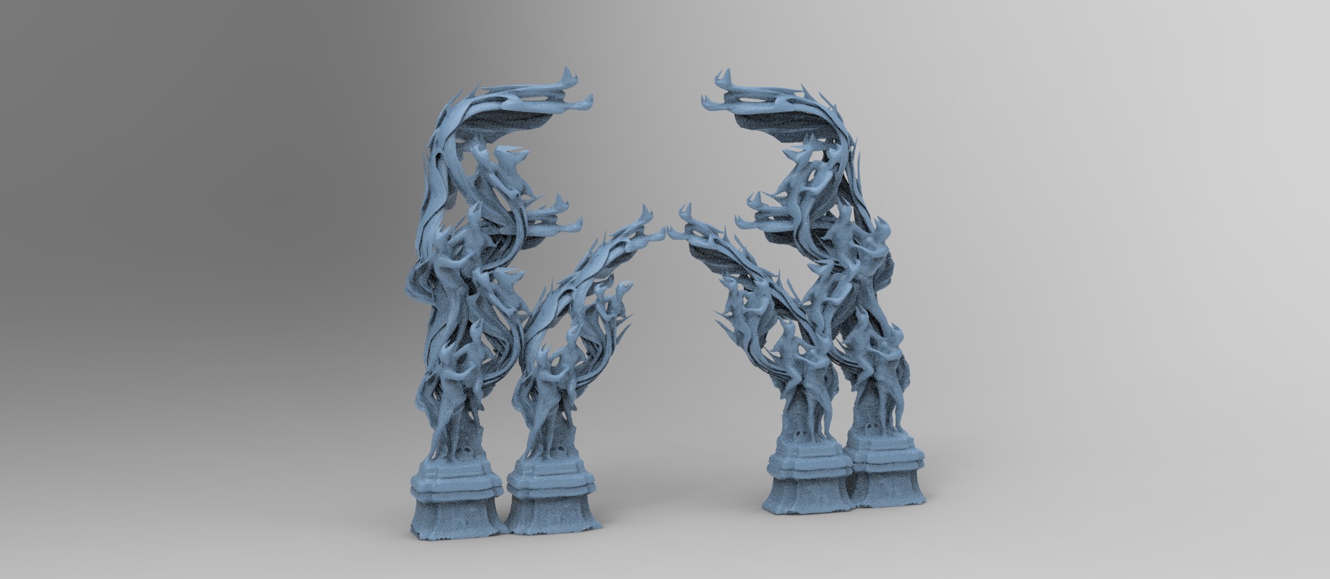 Dantes Inferno Fire dance pillars collection Low-poly 3D model_5