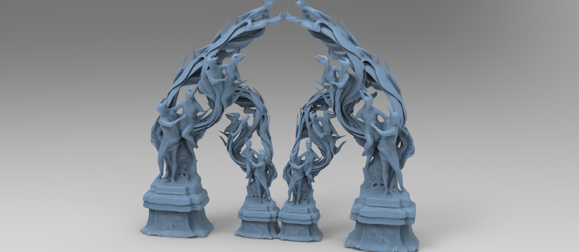 Dantes Inferno Fire dance pillars collection Low-poly 3D model_9