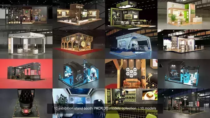 10 exhibition stand booth PACK 3D models collection 