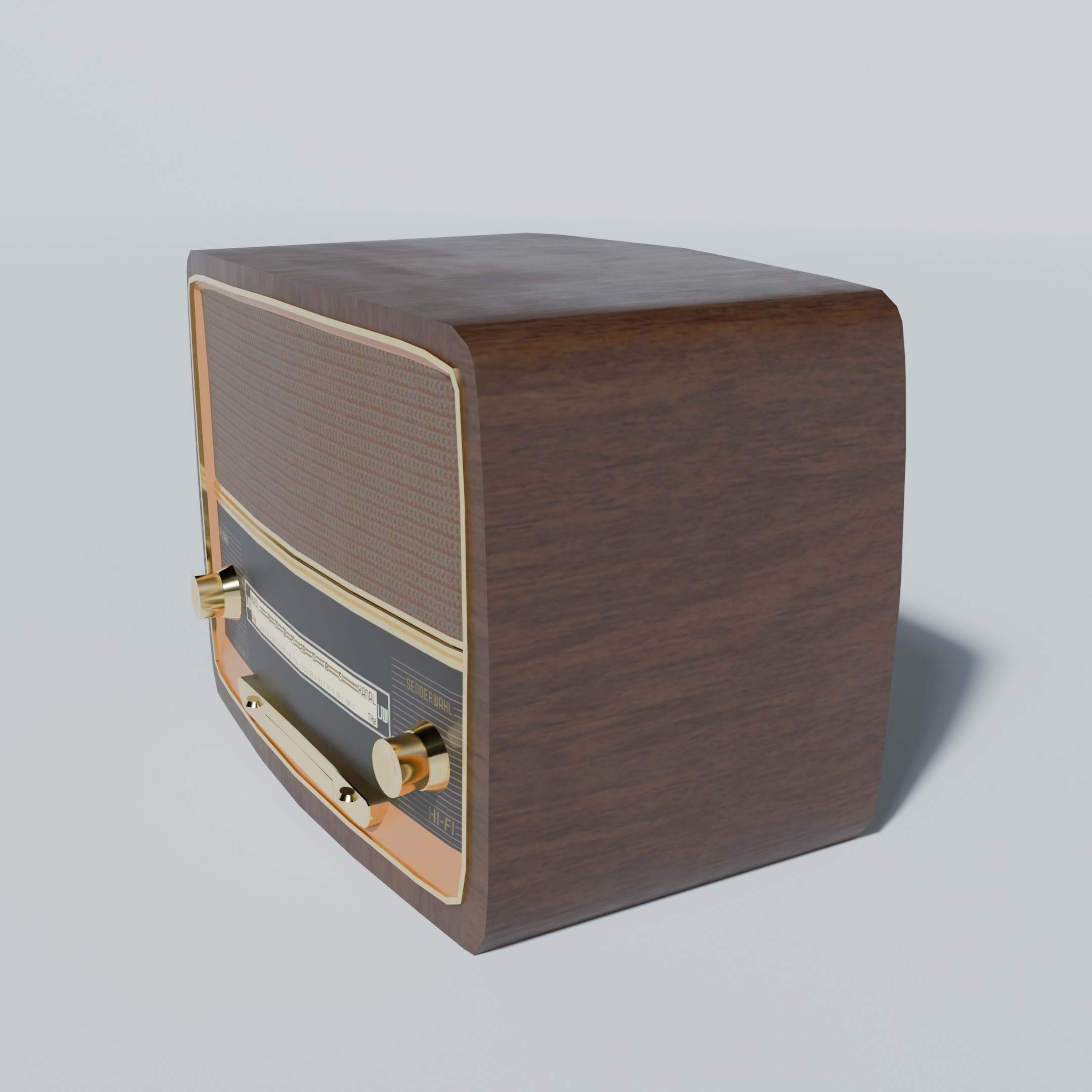 Retro Radio Low-poly 3D model_3