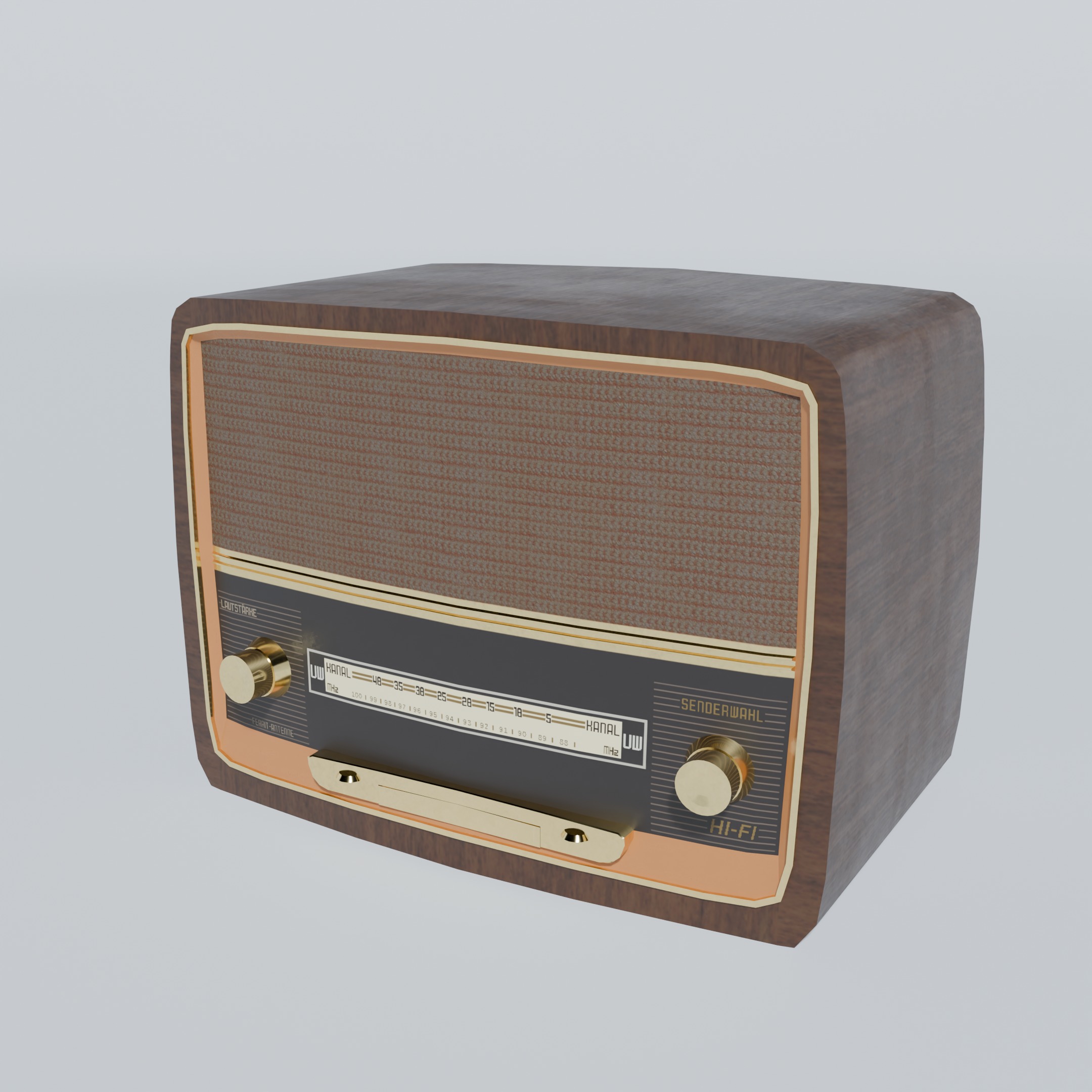 Retro Radio Low-poly 3D model_2