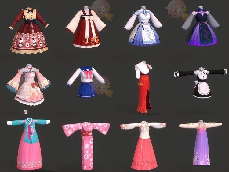 Many Cartoon Cloth with Texture Low-poly 3D model_2