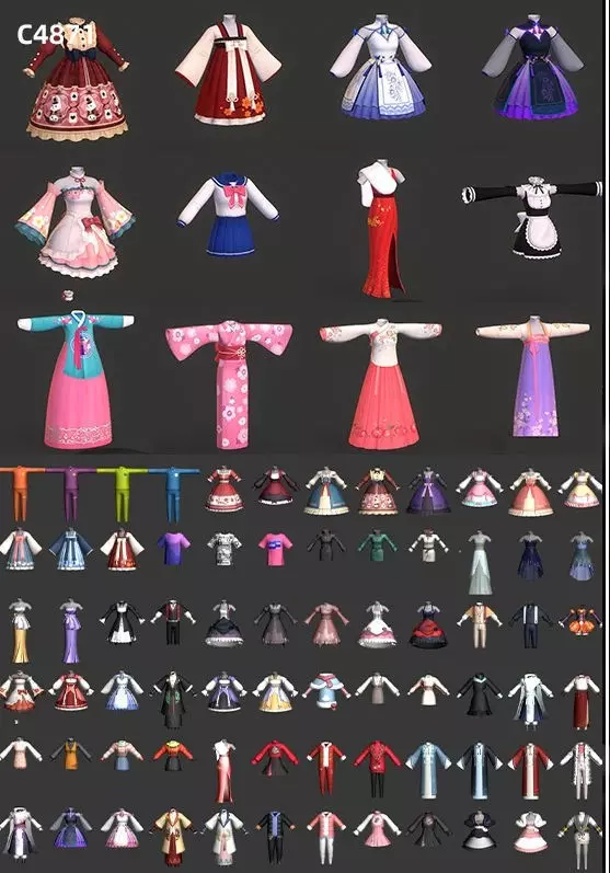 Many Cartoon Cloth with Texture Low-poly 3D model_0