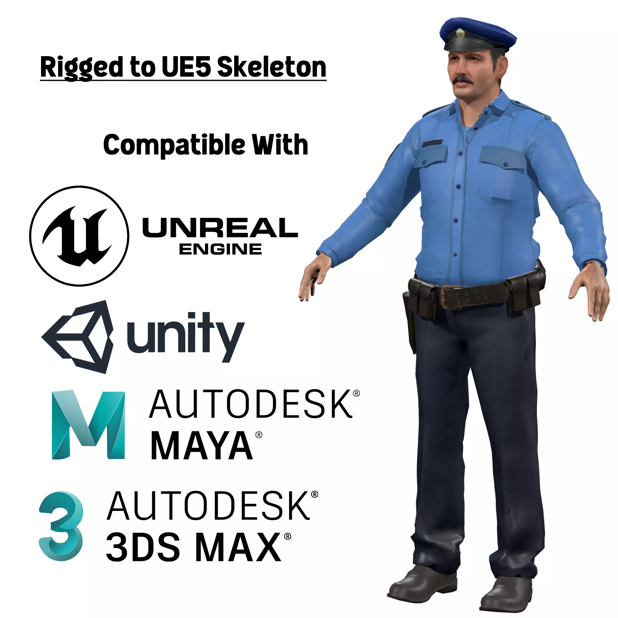 Police Man - Cop Rig 3D model