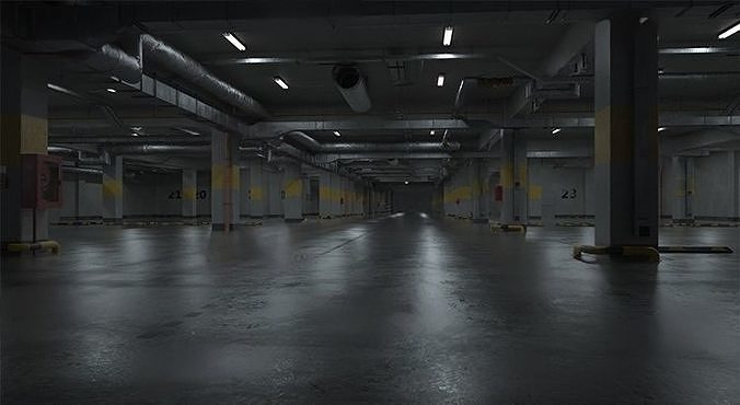 Underground garage parking lot 3D model