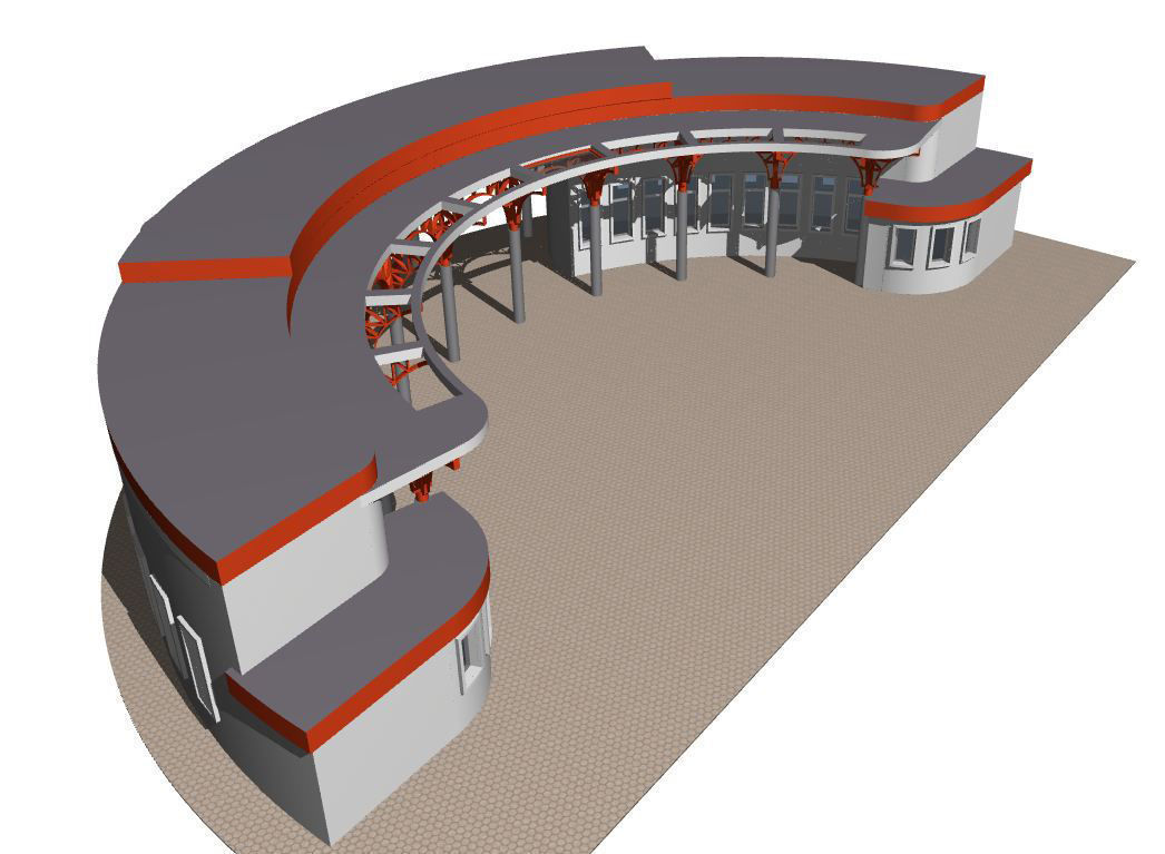 Semicircular building with colonnade 3D model_3
