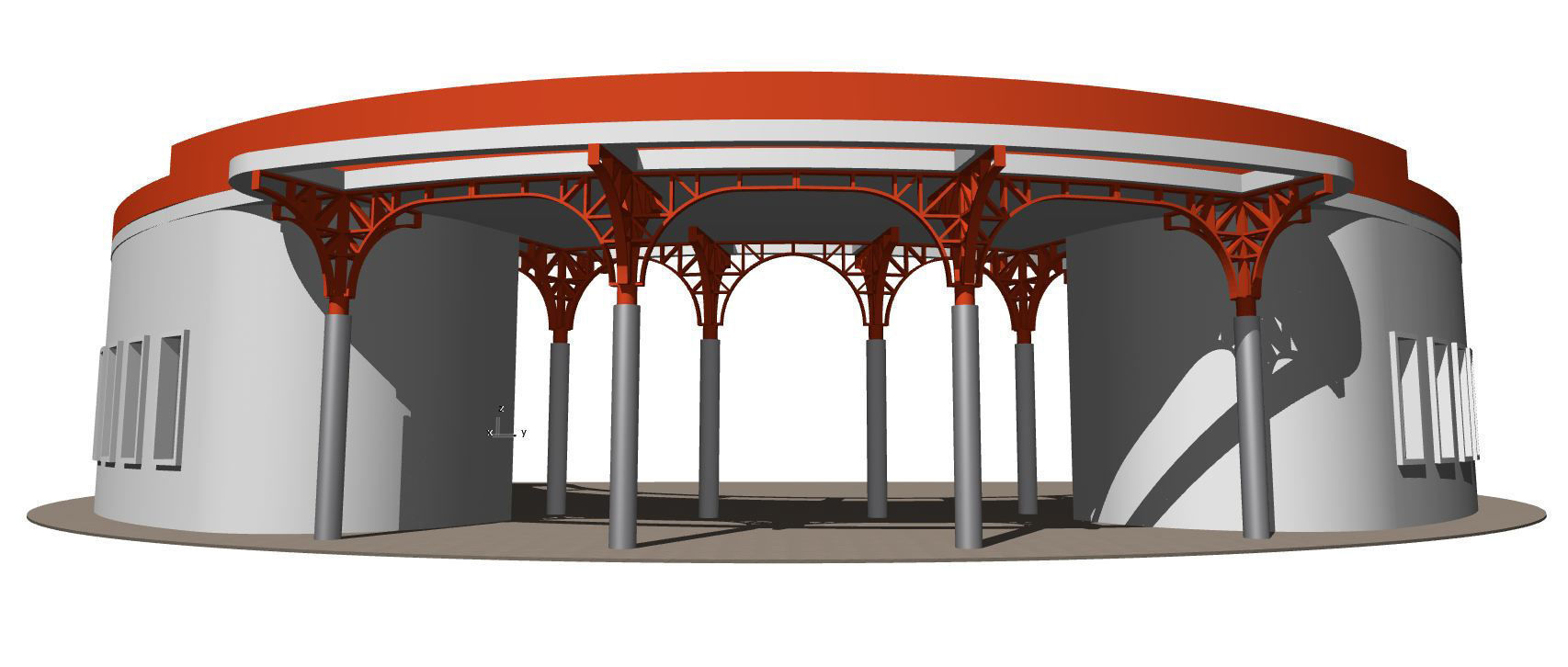 Semicircular building with colonnade 3D model_11