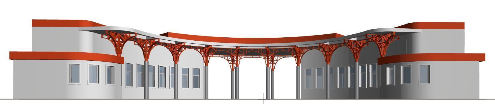 Semicircular building with colonnade 3D model_9