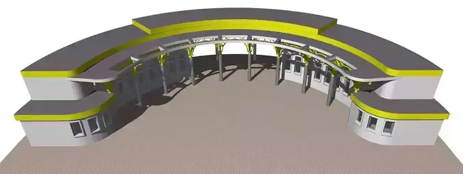 Semicircular building with colonnade