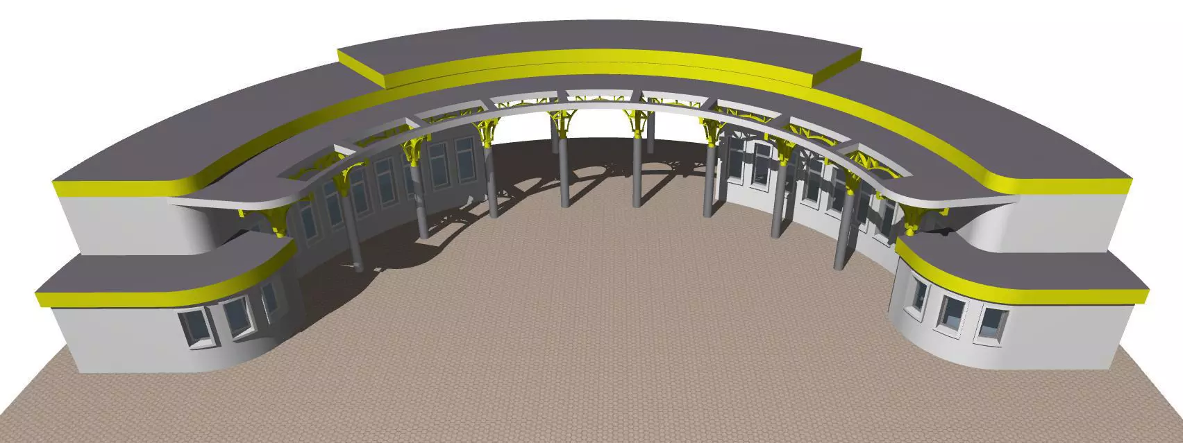 Semicircular building with colonnade 3D model_0