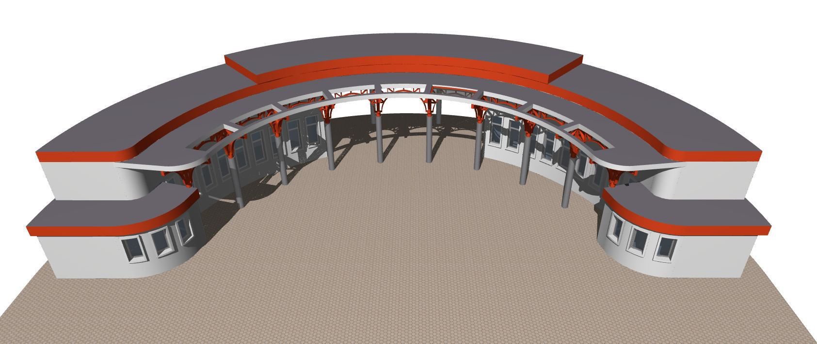 Semicircular building with colonnade 3D model_1